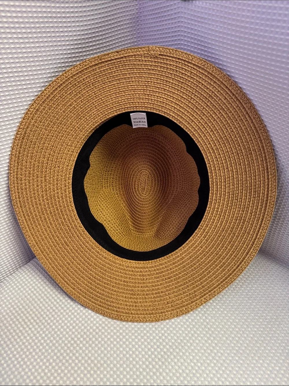 Panama style Fedora with suede tassel band beach sun paper straw hat NWOT - Picture 5 of 8